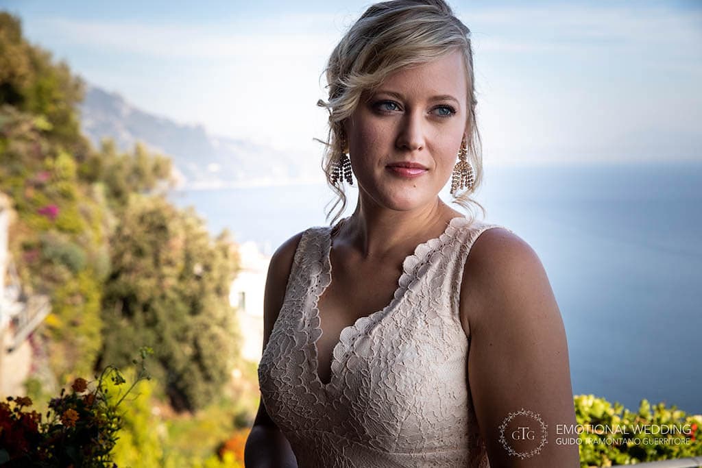 portrait of a bride at her elopement on the Amalfi Coast