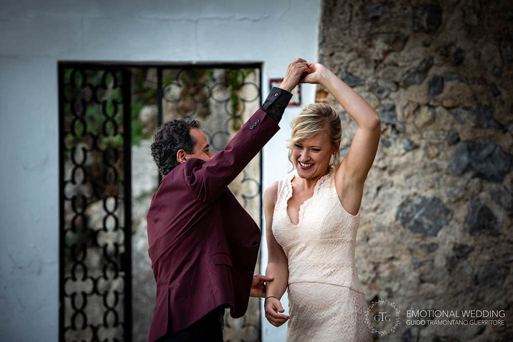 bride and groom dancing at their elopement on the Amalfi Coast