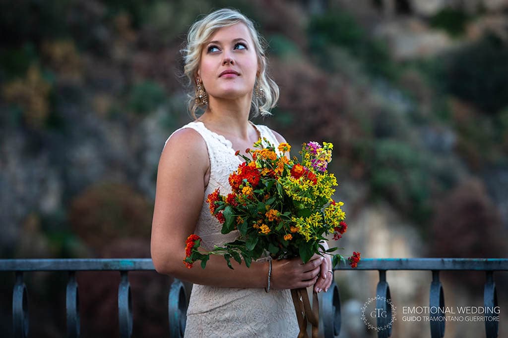 portrait of the bride at an elopement in Amalfi Coast