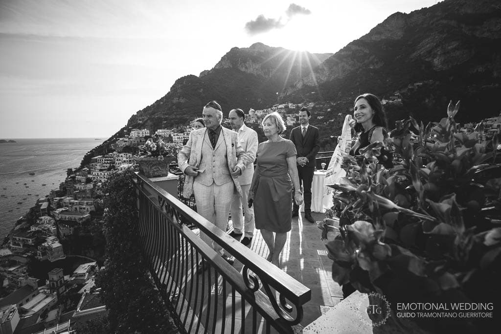 guests waiting for the bride at villa dei fisici in Positano
