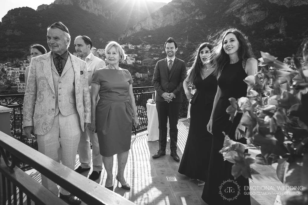 groom and guests waiting for the bride arrival at ceremony in Positano