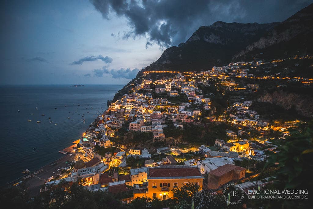 view of Positano at dusk