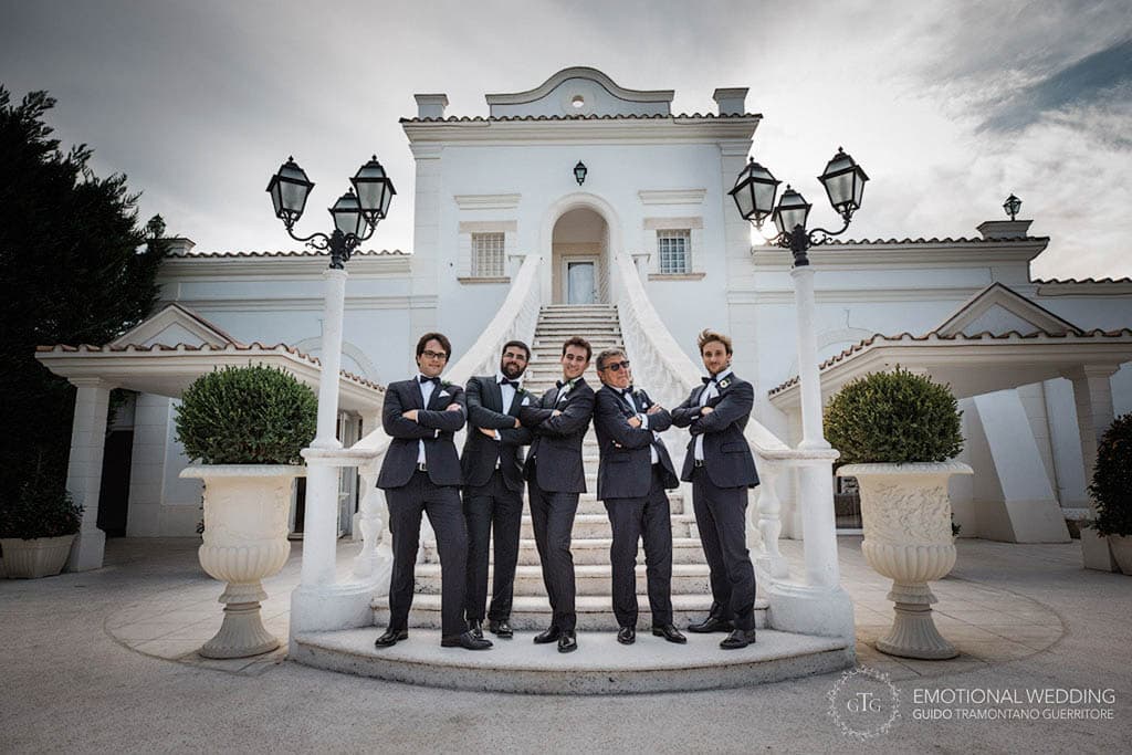 groom and best men portrait shot by a wedding photographer in puglia