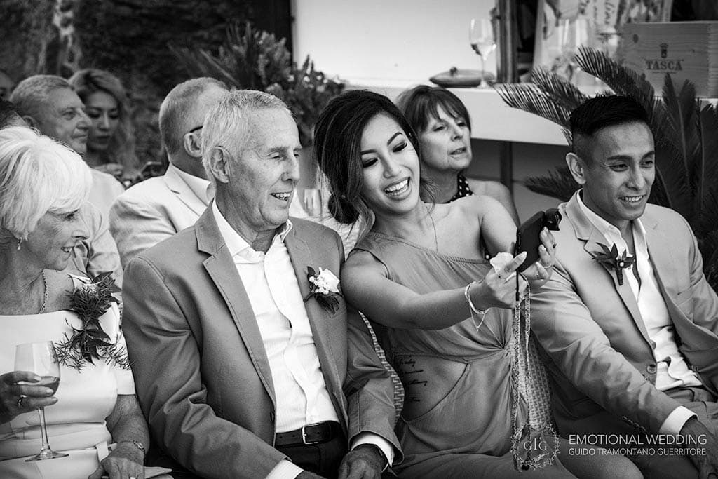 guests at a mixed wedding in Amalfi coast