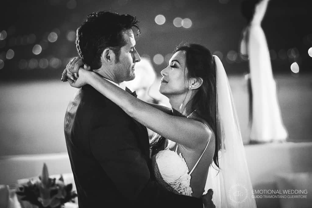 first dance of a mixed wedding couple in Amalfi coast at Torre Normanna