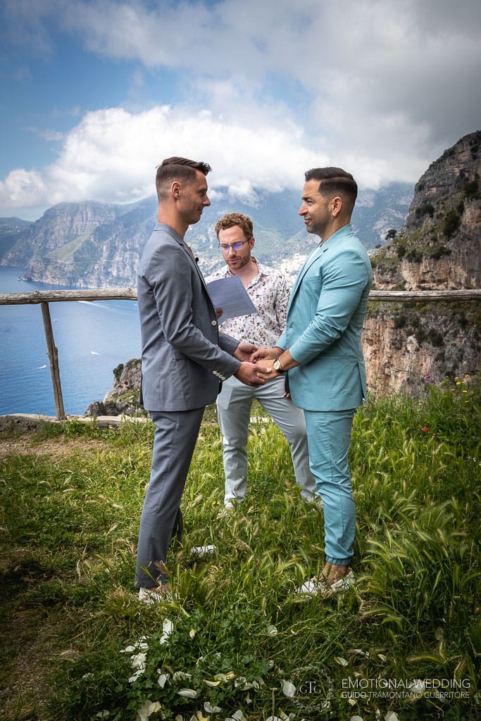 same sex wedding on the path of gods in Amalfi Coast