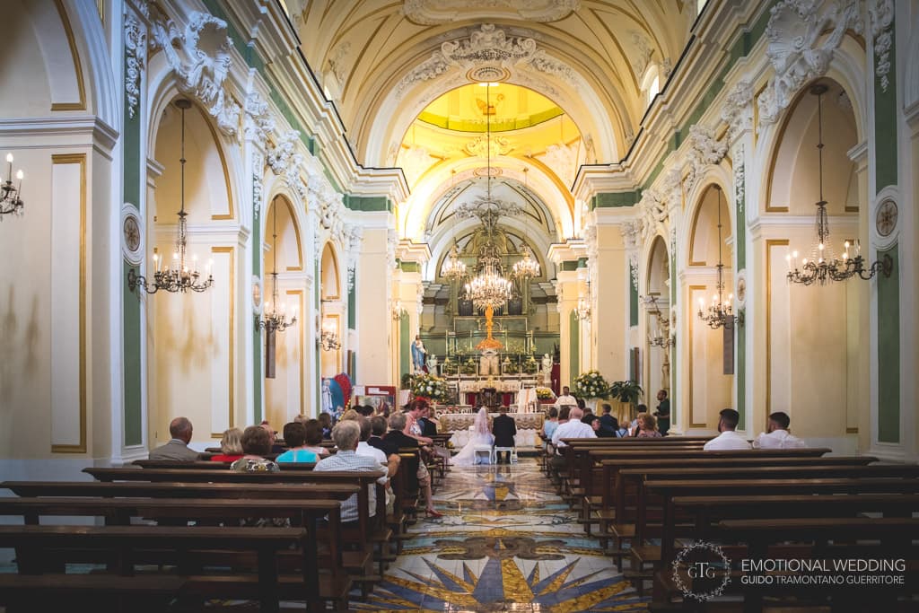 view of the san Gennaro church in Praiano during a wedding ceremony in Amalfi coast