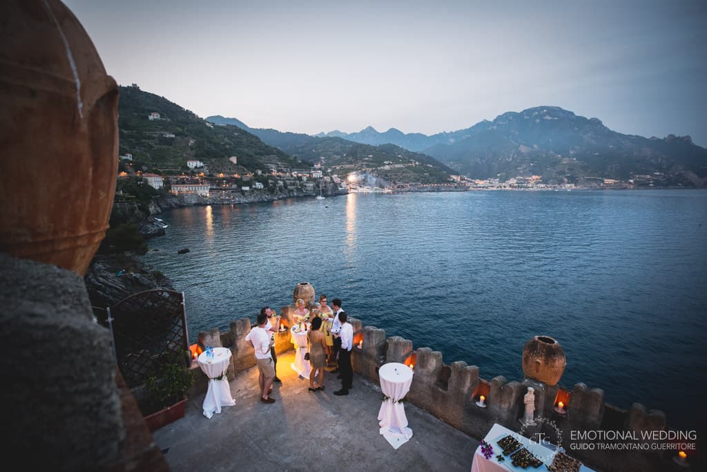 view of the Amalfi coast from villa Scarpariello shot at an irish wedding in Amalfi coast