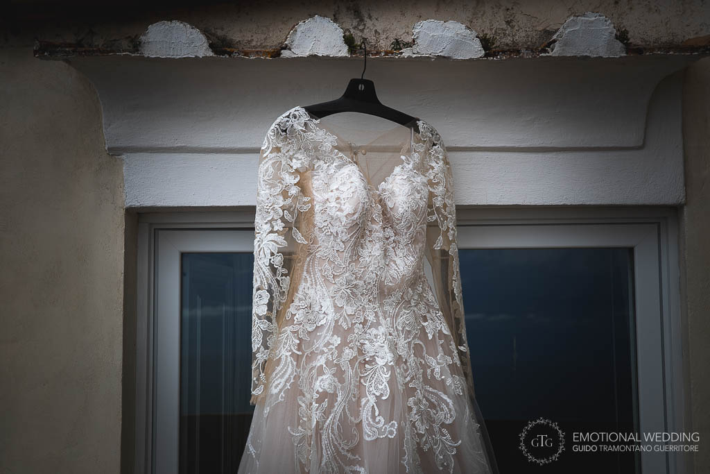 wedding dress detail in Amalfi Coast