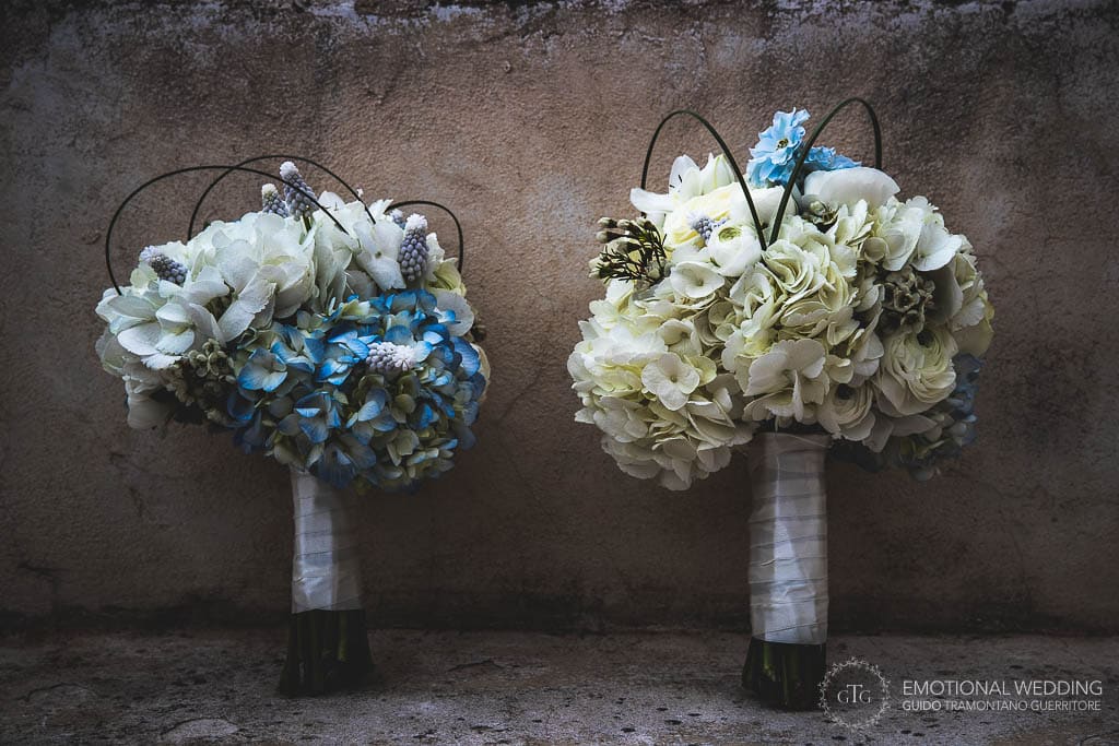 bridesmaids bouquets at a wedding in amalfi