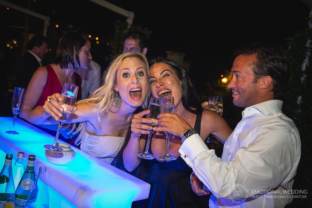 guests having fun at an italian wedding in ravello