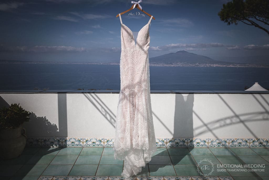 wedding dress on the terrace of villa oasi olimpia in sorrento