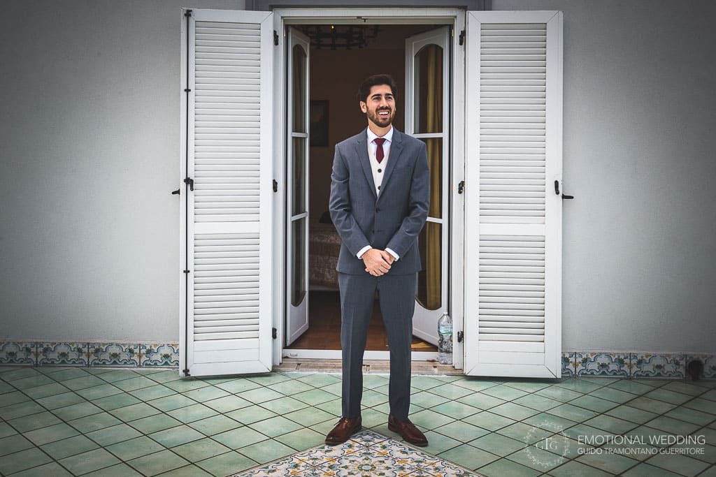 portrait of the groom at a wedding in sorrento
