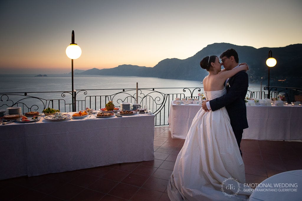 bride and groom first wedding dance at hotel tramonto d'oro in Praiano