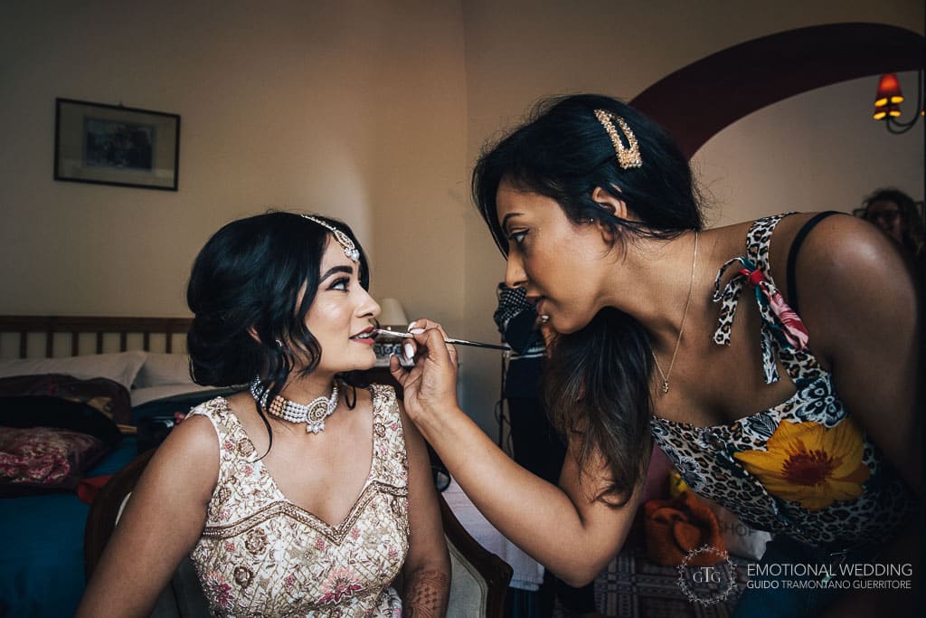 indian bride and makeup artist at hotel Parsifal in ravello
