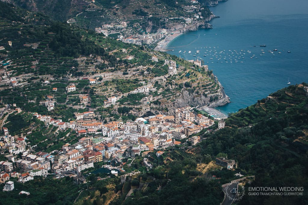 view of Maiori and minori taken by a wedding photographer from ravello