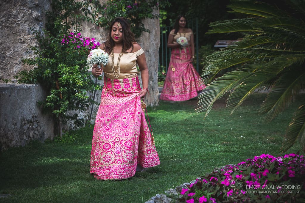 indian bridesmaids at a wedding ceremony in ravello