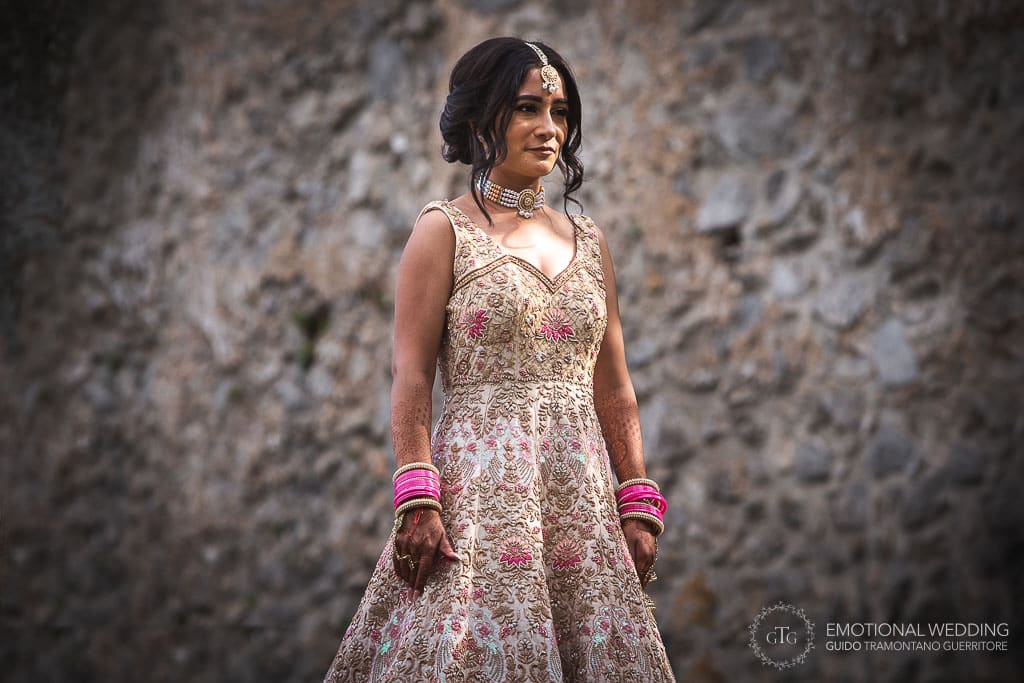 portrait of a hindu bride at a wedding in ravello