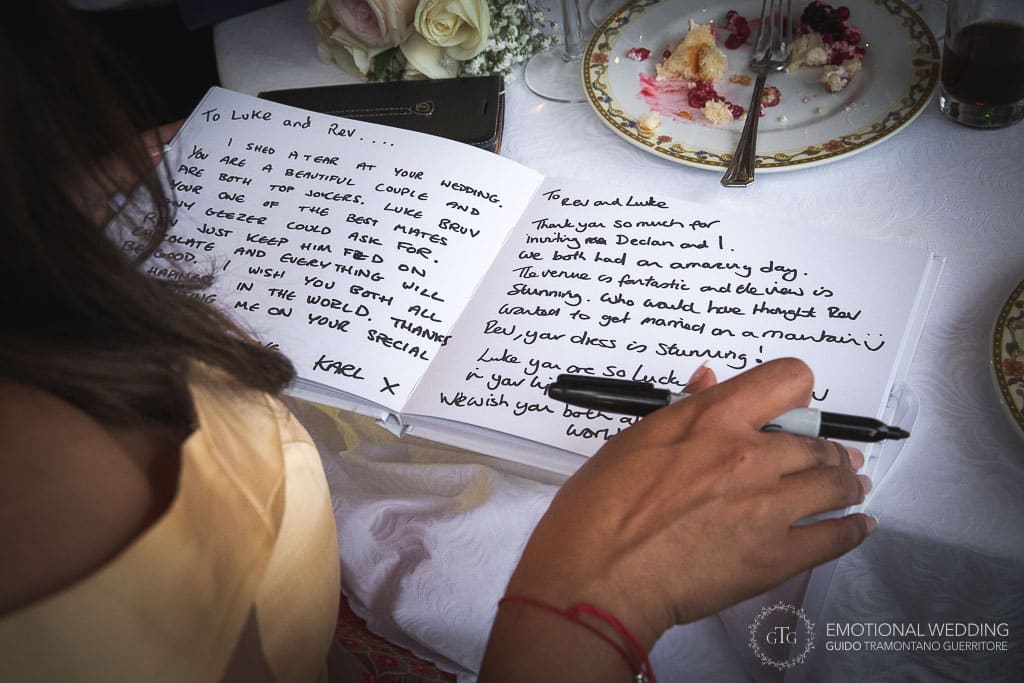 guestbook at a wedding party in ravello